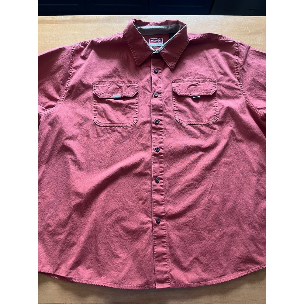 Wrangler‎ Men's 100% Cotton Short Sleeve Button-Up Work Shirt Sz XXL Pockets